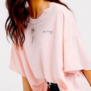 Free People Oversized Coral-Peach tee
